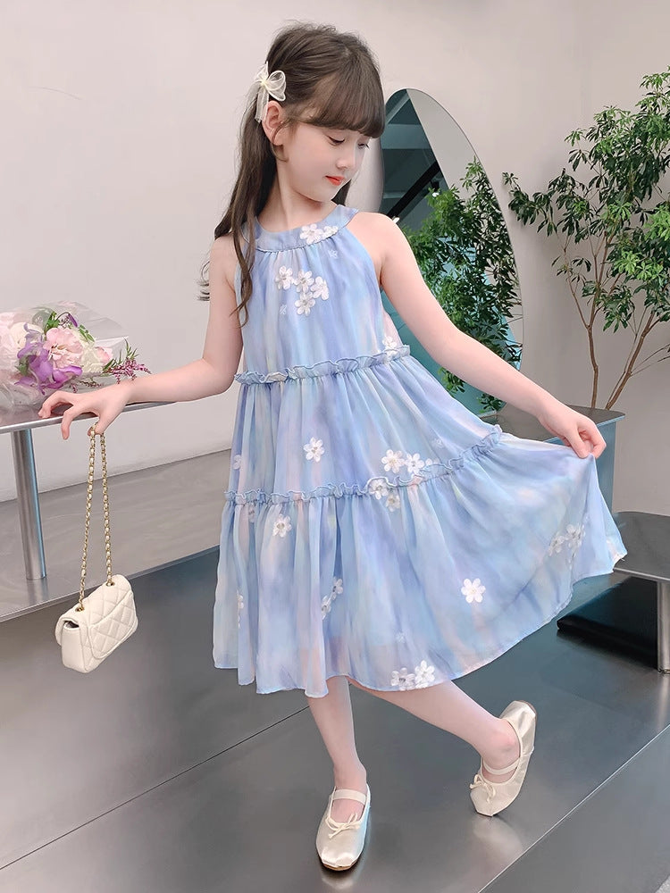 2025 Girls Chiffon Beach Princess Summer Skirt
