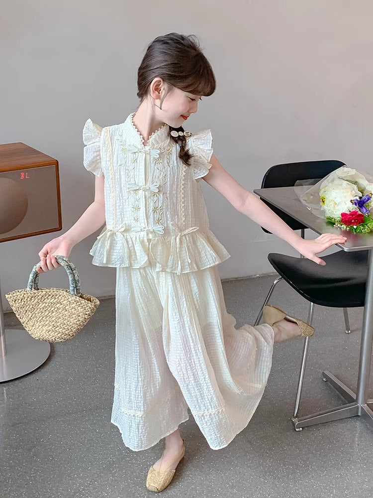2025 Girls Chinese-Style Summer Two-Piece Set