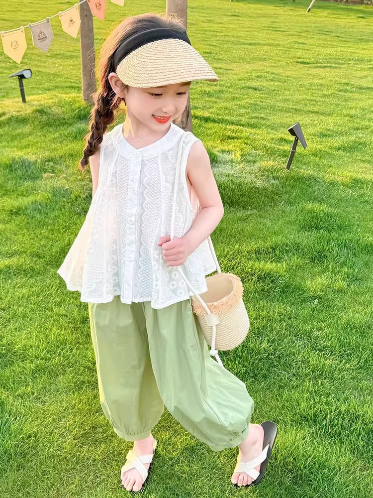 2025 Girls Korean-Style Summer Two-Piece Set