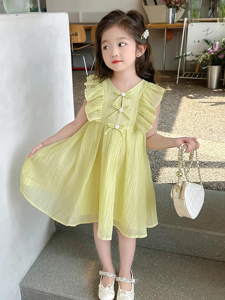 2025 Girls Solid Color Sleeveless Princess Skirt