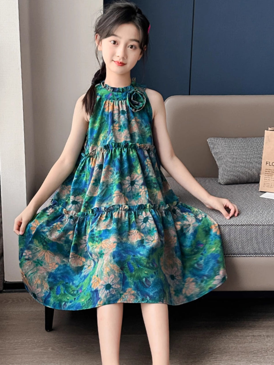 2025 Girls Thin Breathable Beach Princess Dress