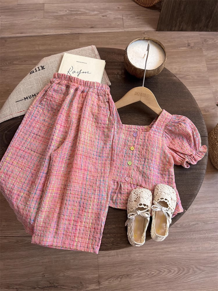 2025 Girls Summer Sports Two-Piece Wide-Leg Set
