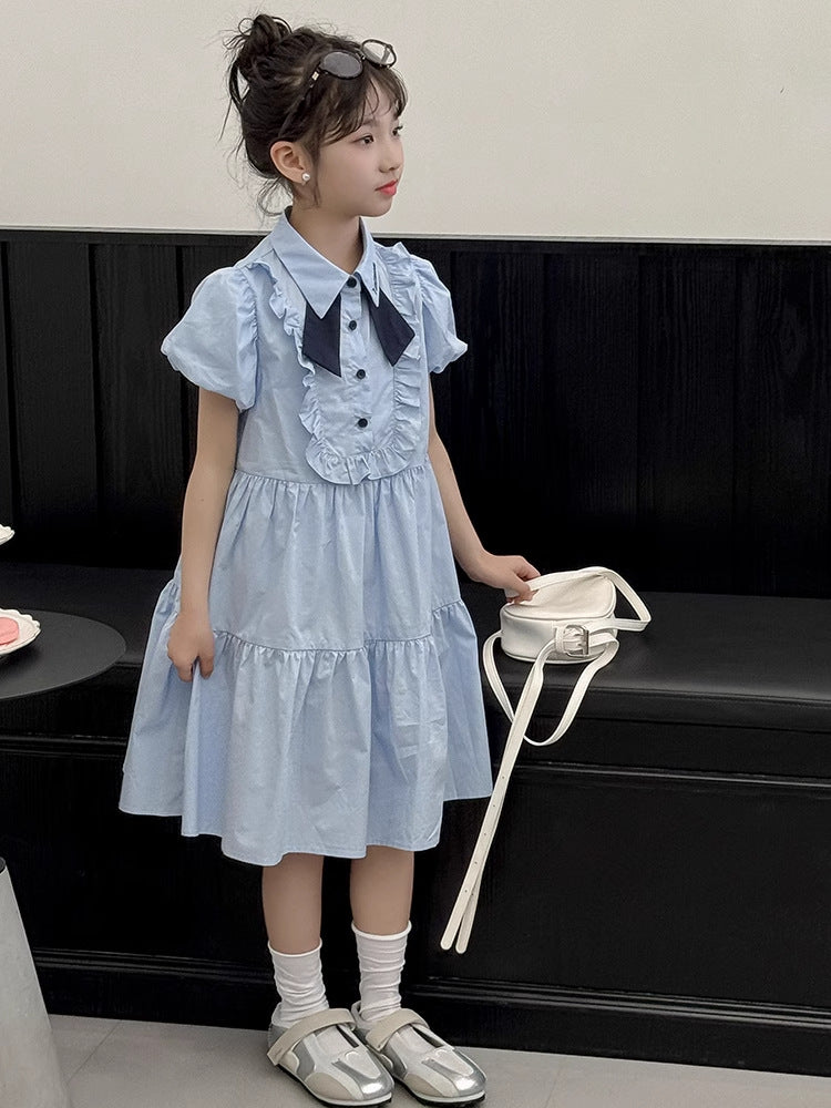 2025 Girls College Style Short Sleeve Princess Dress