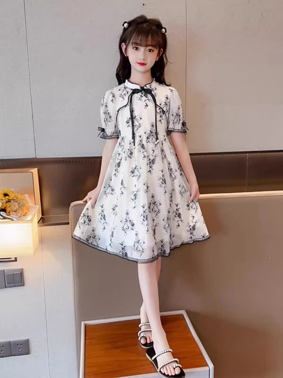 2025 Girls Ink Painting Hanfu Princess Dress