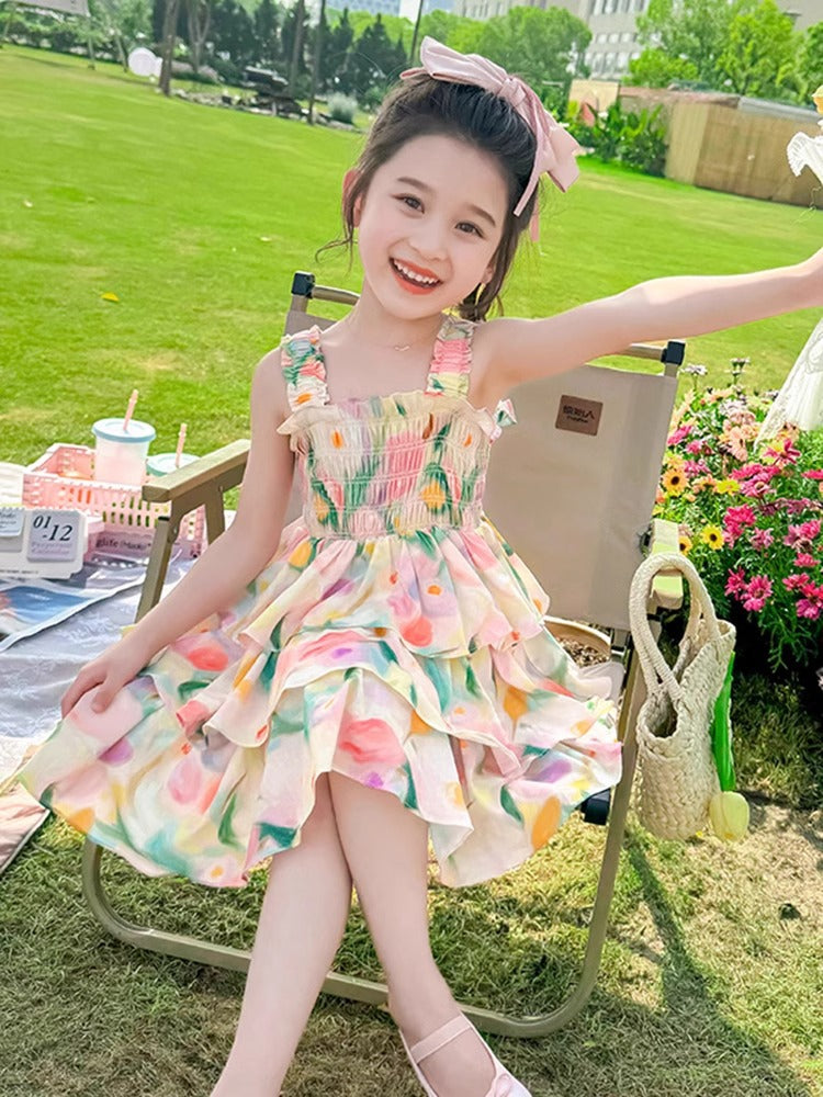 Girls Floral Slip Skirt Dress 2025 Summer