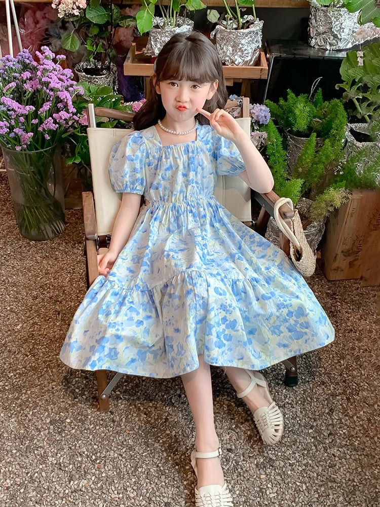 Girls Korean Floral Princess Dress 2025 Summer