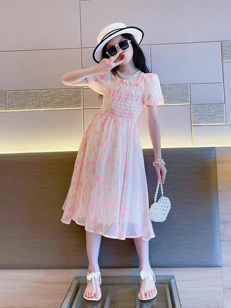 Girls Floral Princess Dress 2025 Summer High-End