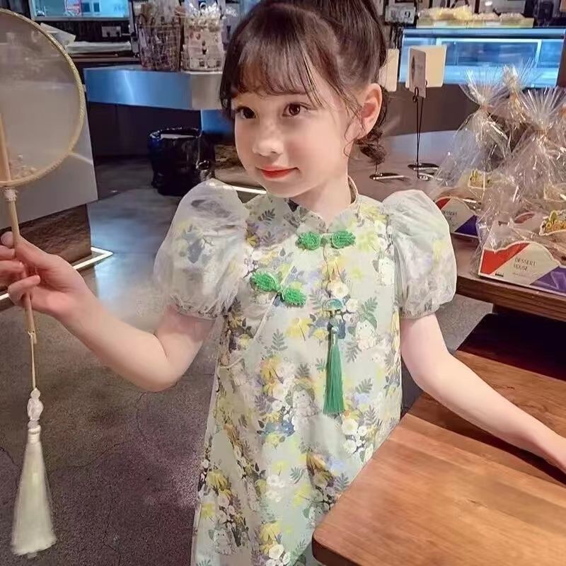 Girls Hanfu Cheongsam Dress 2025 Summer