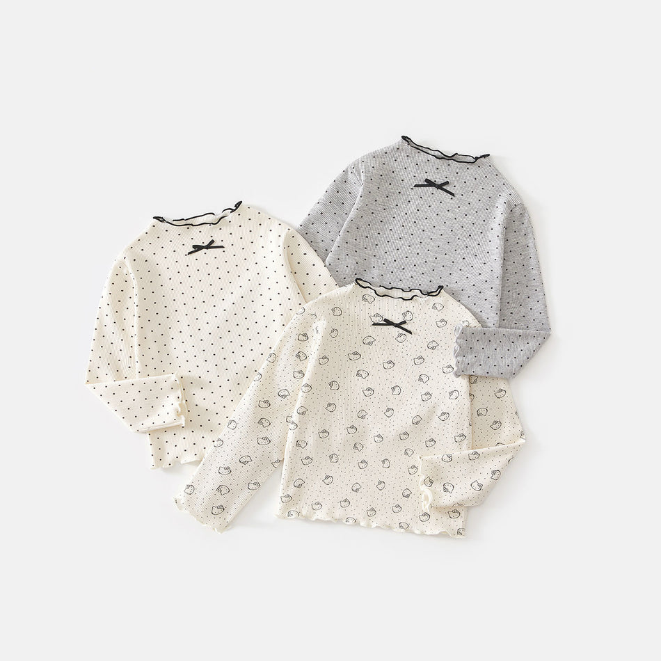 Girls Polka Dot Long Sleeve T-Shirt 2025 Stylish Wear