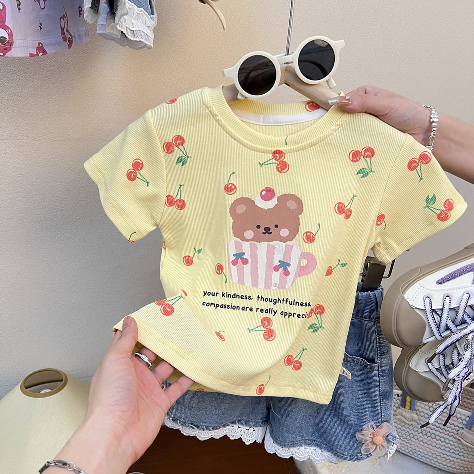 Girls Cotton Summer T-Shirt 2025 Korean Style Trendy