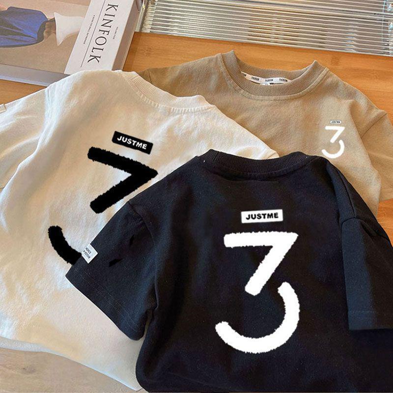 Boys Cotton T-Shirt 2025 Korean Style Summer Top