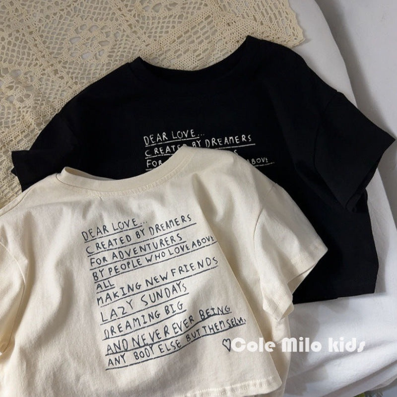 Kids Cotton T-Shirt 2026 Summer Cartoon Korean Top