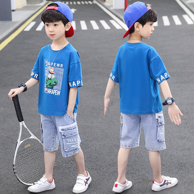 Boys Cotton Summer T-Shirt & Denim Shorts Set 2026