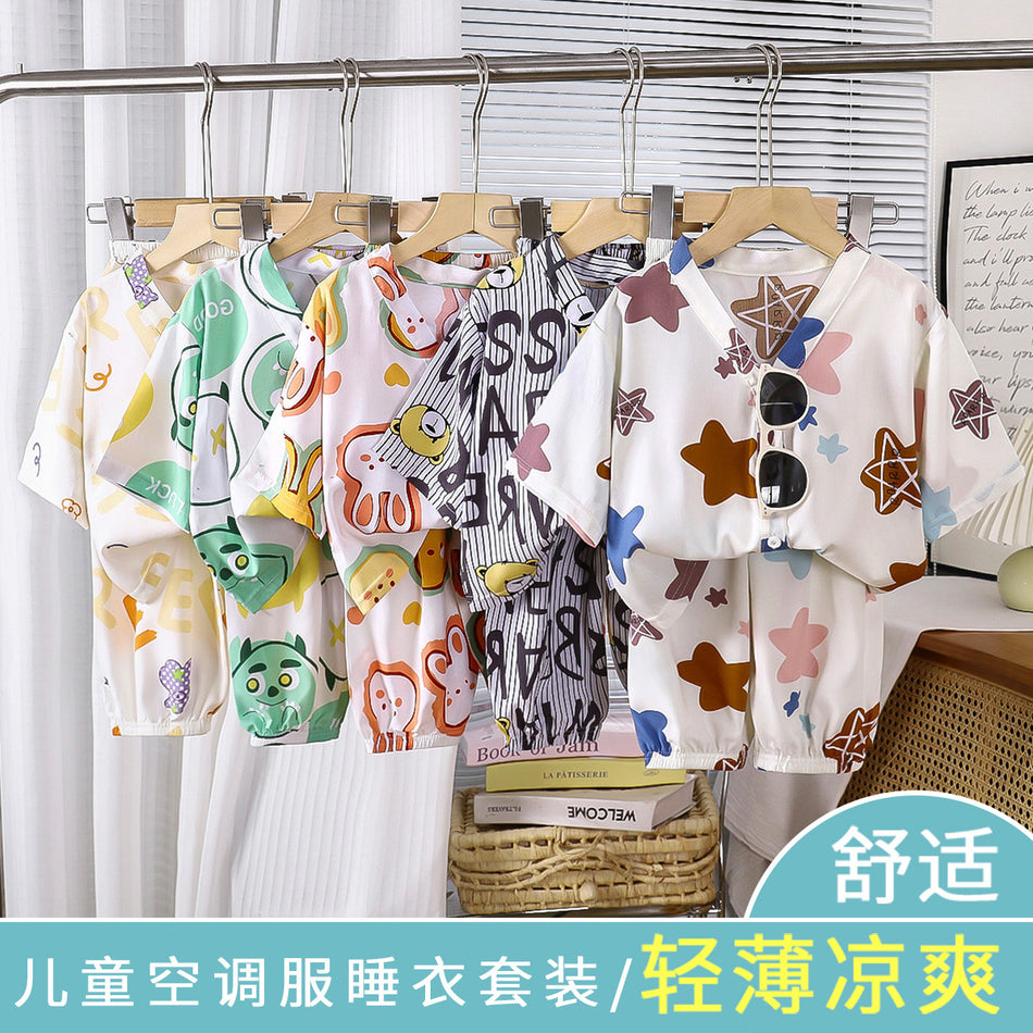 Kids Cotton Silk Summer Pajamas Set 2026 Two-Piece