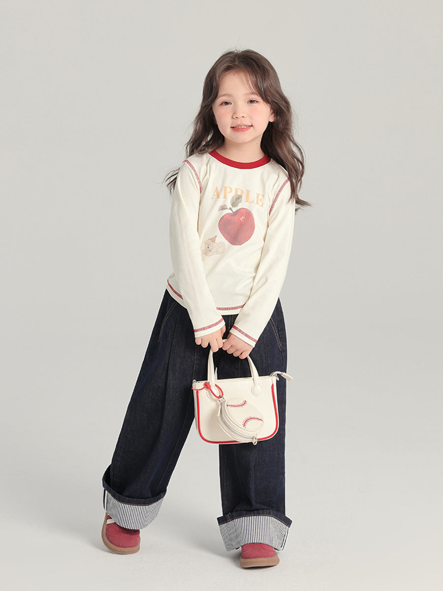 2026 Girls’ Cartoon Long-Sleeve T-Shirt Kidswear