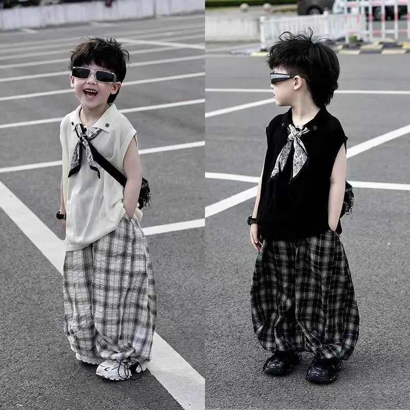 Boys’ Summer 2025 Sleeveless Vest & Anti-Mosquito Pants Set