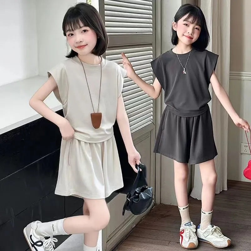 Girls’ Summer 2025 Sports Shorts Two-Piece Set