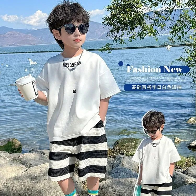 Boys’ Summer 2025 Korean-Style Two-Piece Casual Set