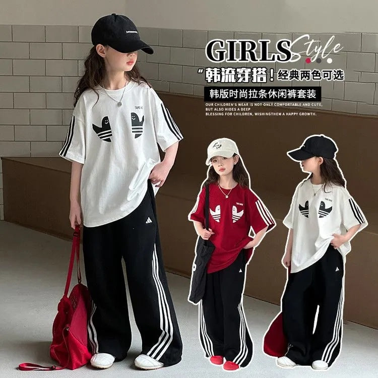 Girls’ Summer 2025 Loose Short-Sleeve Two-Piece Set