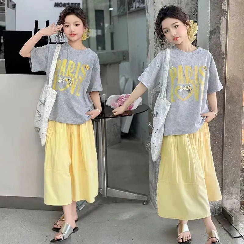 Girls’ Summer 2025 Dopamine-Style Two-Piece Set