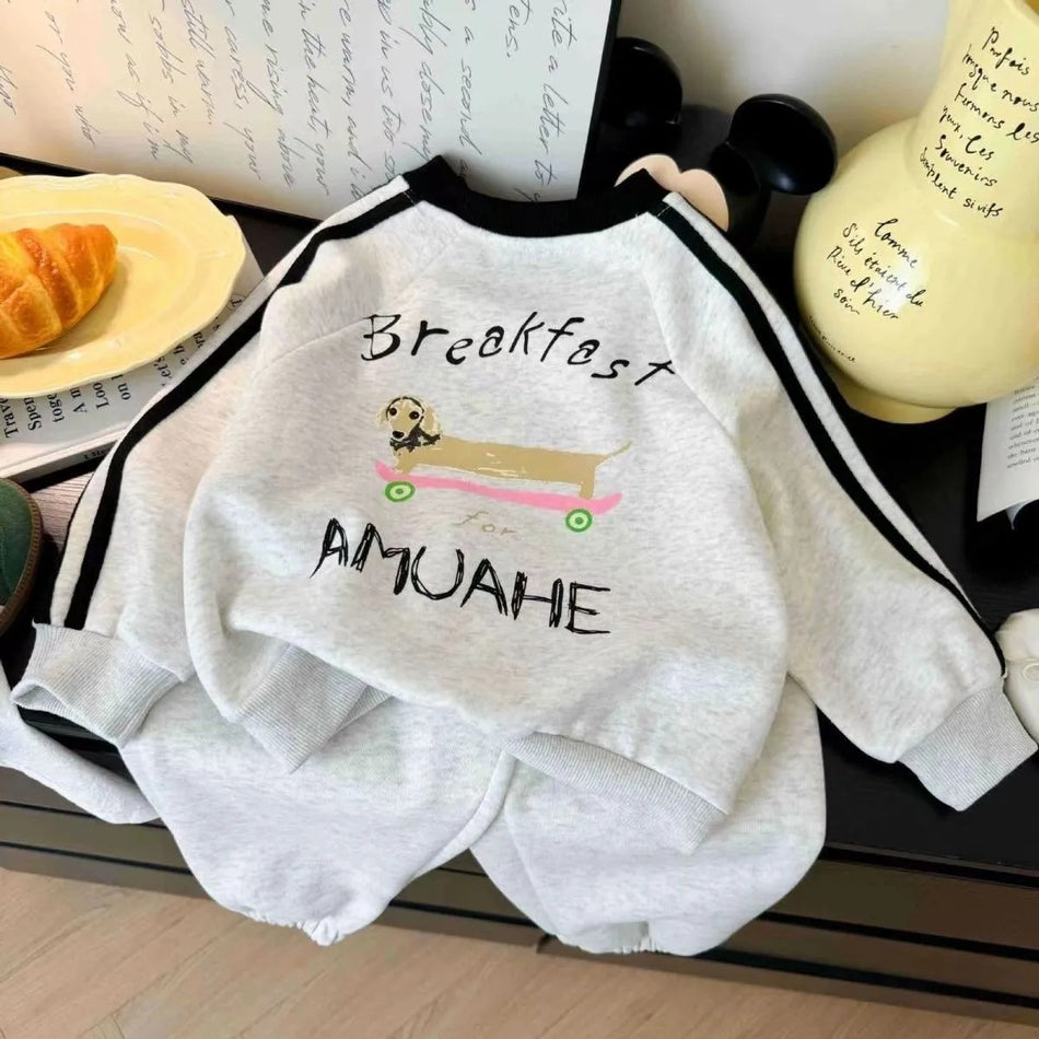 Children’s Autumn 2024 Cartoon Sweat Two-Piece Set