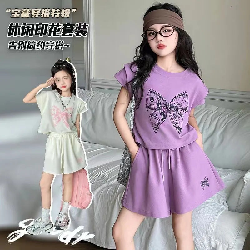 Girls’ Summer 2025 Korean-Style Two-Piece Set