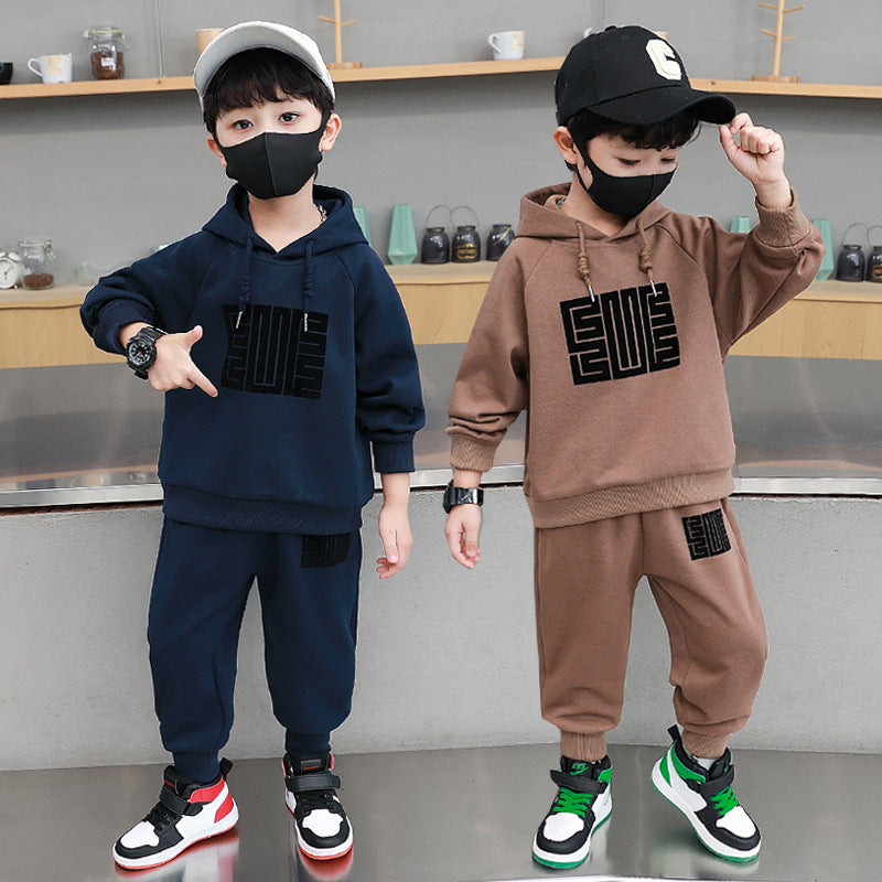 Boys’ Autumn 2025 Hooded Sweatshirt Two-Piece Set