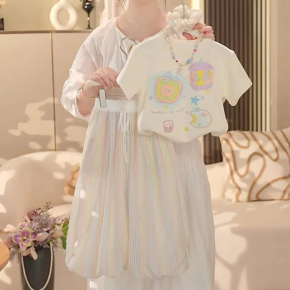 Girls’ Summer 2025 Graffiti Two-Piece Anti-Mosquito Set