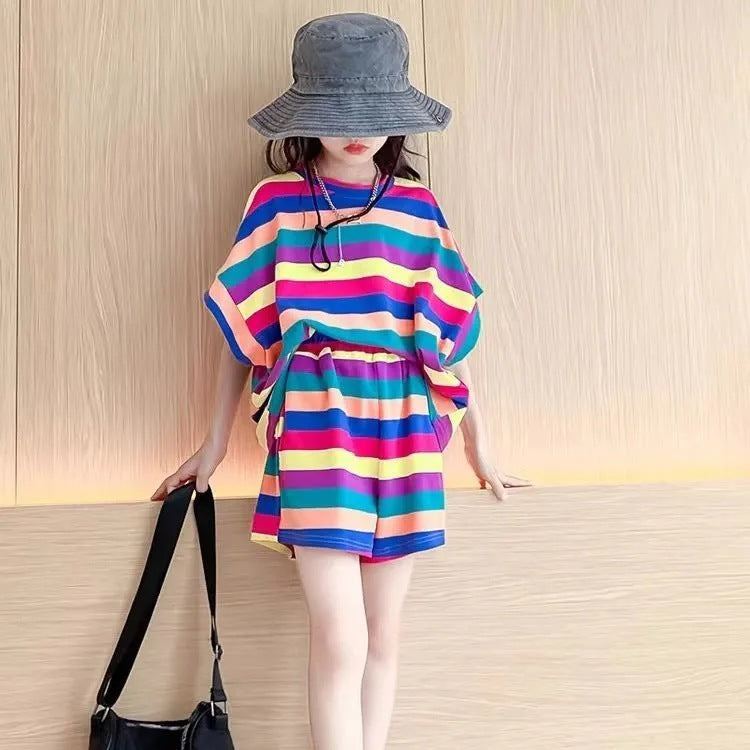 Girls’ Summer 2024 Trendy Casual Two-Piece Set