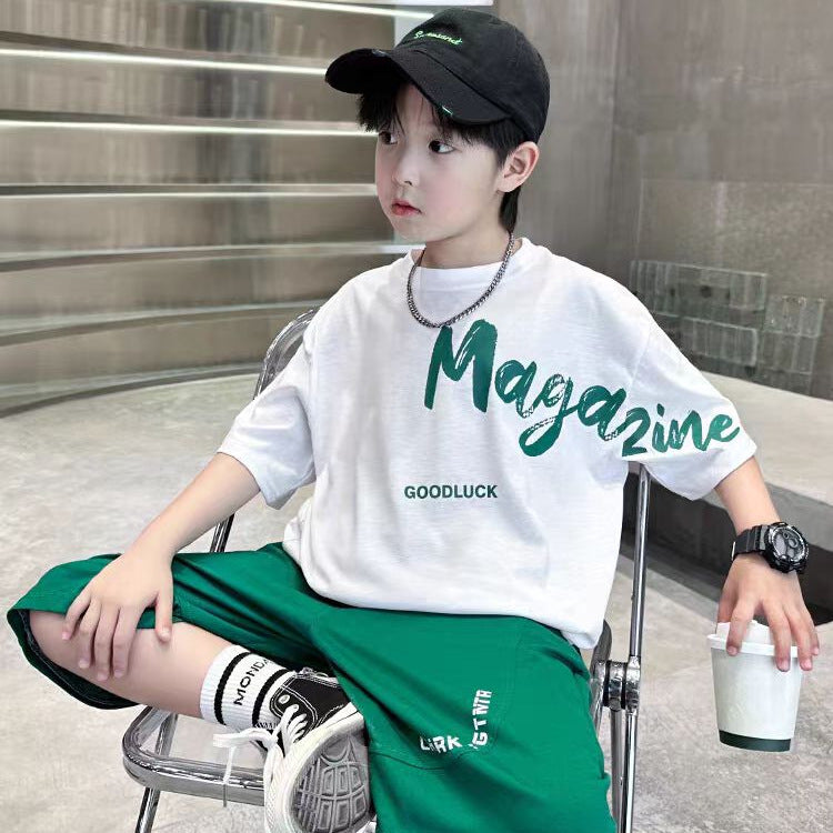 Boys’ Summer 2025 Korean-Style Sports Two-Piece Set