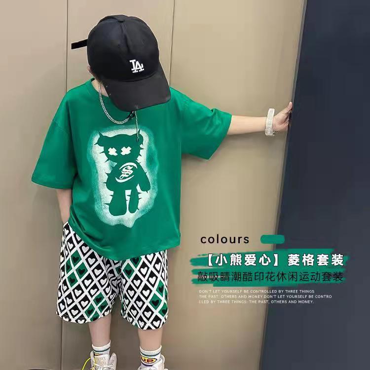 Boys’ Summer 2024 Trendy Short-Sleeve Two-Piece Set