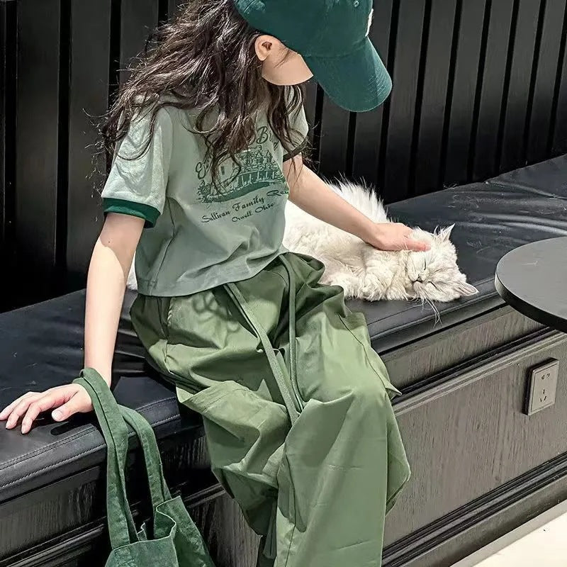 Girls’ Summer 2024 Korean-Style Two-Piece Set