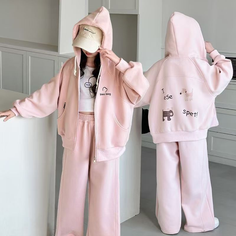 Girls’ Autumn 2025 Western-Style Hooded Two-Piece Set
