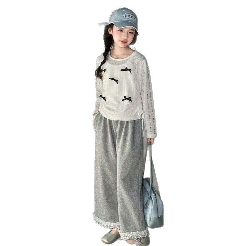 Girls’ Autumn 2025 Long-Sleeve Casual Two-Piece Set