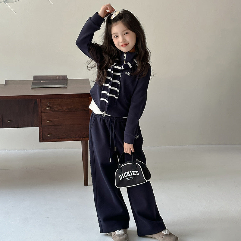 Girls’ Spring & Fall 2025 Striped Two-Piece Set