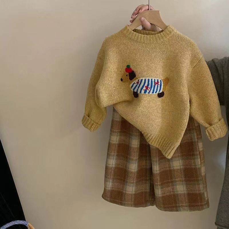 Girls’ Autumn & Winter 2025 Knitted Velvet Set