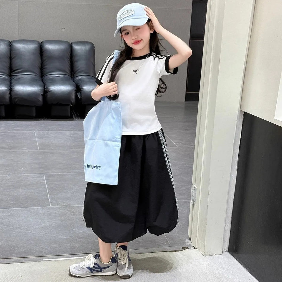 Girls’ Summer 2025 Korean-Style Two-Piece Set