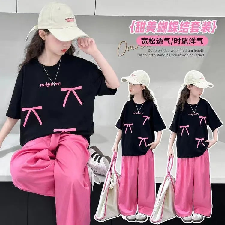 Girls Summer Sportswear 2025 – Bow Two-Piece Set