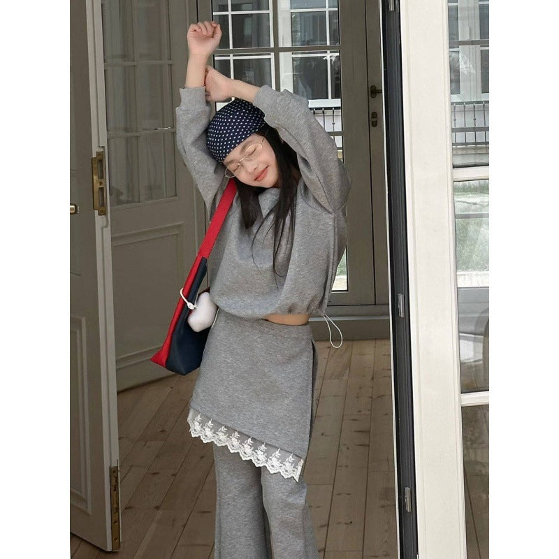 Girls 2026 Korean-Style Sweater & Flared Pants Set