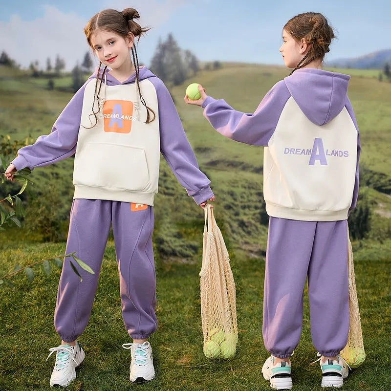 Girls 2024 Korean-Style Autumn Sweatshirt Set