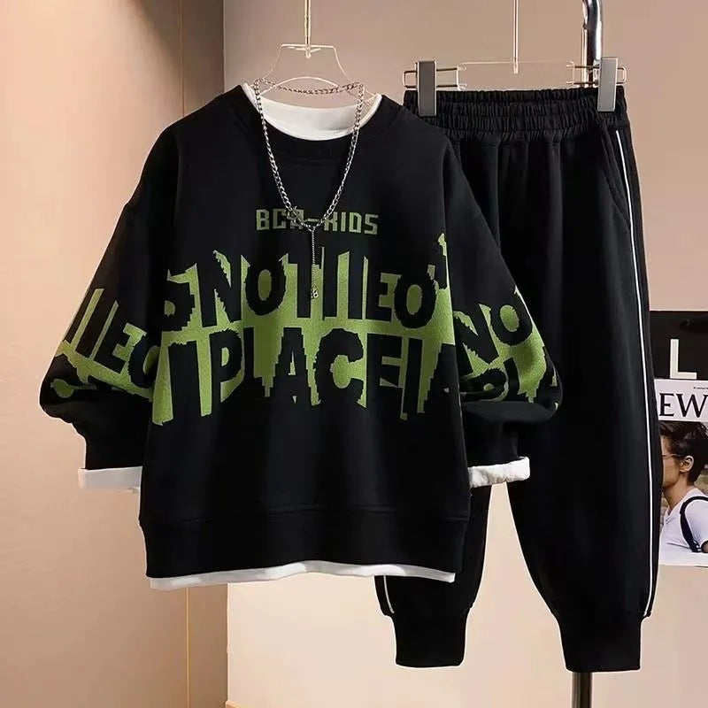 Boys 2024 Korean-Style Autumn Sports Two-Piece Set
