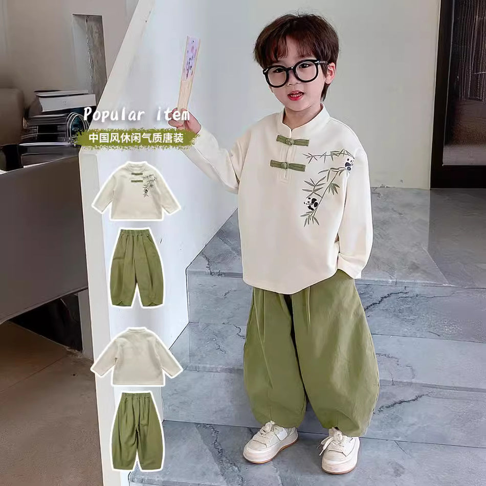 Boys 2024 Chinese-Style Spring Hanfu Two-Piece Set