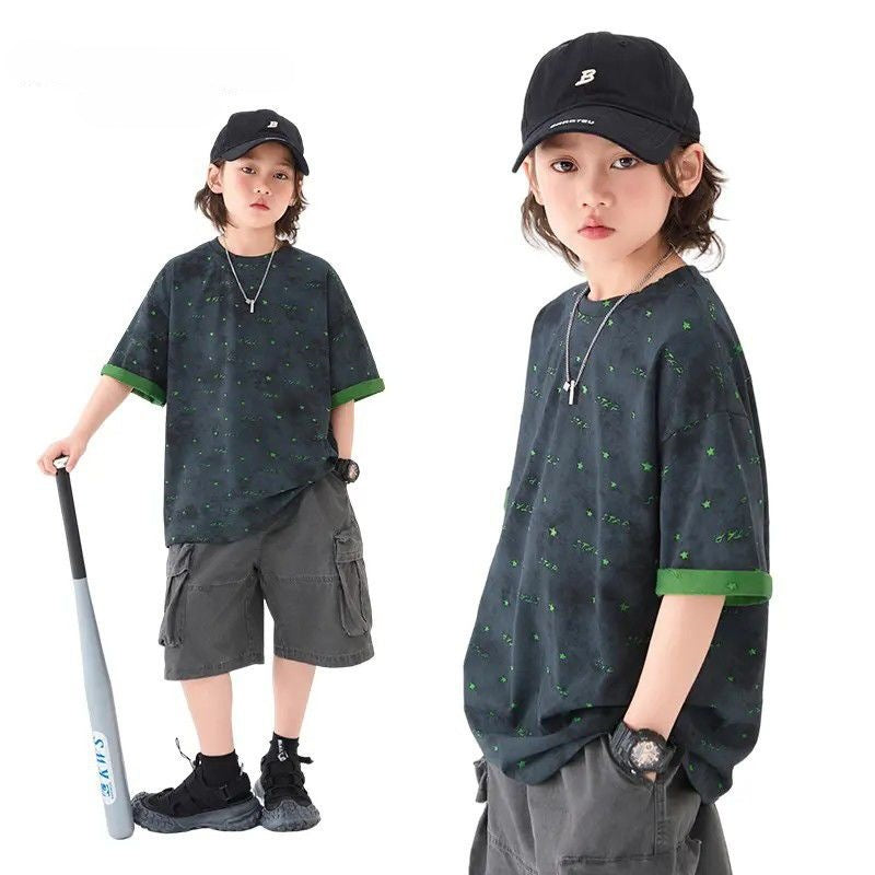 Boys 2026 Summer Korean-Style Cotton Short-Sleeve Top