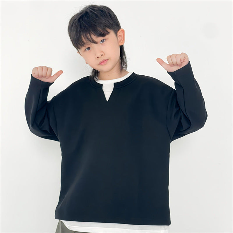 Boys’ Layered Long-Sleeve T-Shirt 2026 – Casual Trendy Top