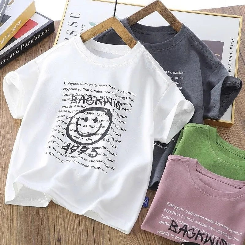 Boys’ Summer Cotton T-Shirt 2025 – Trendy Printed Top