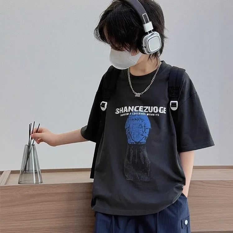 Boys’ Summer Cotton T-Shirt 2025 – Trendy Printed Top