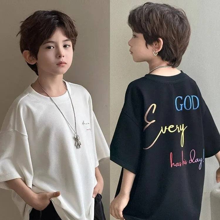 Boys’ Summer Cotton T-Shirt 2025 – Loose Casual Top