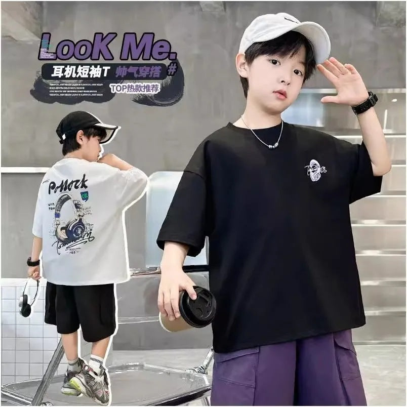 Boys’ Printed Cotton T-Shirt 2025 – Cool Loose Summer