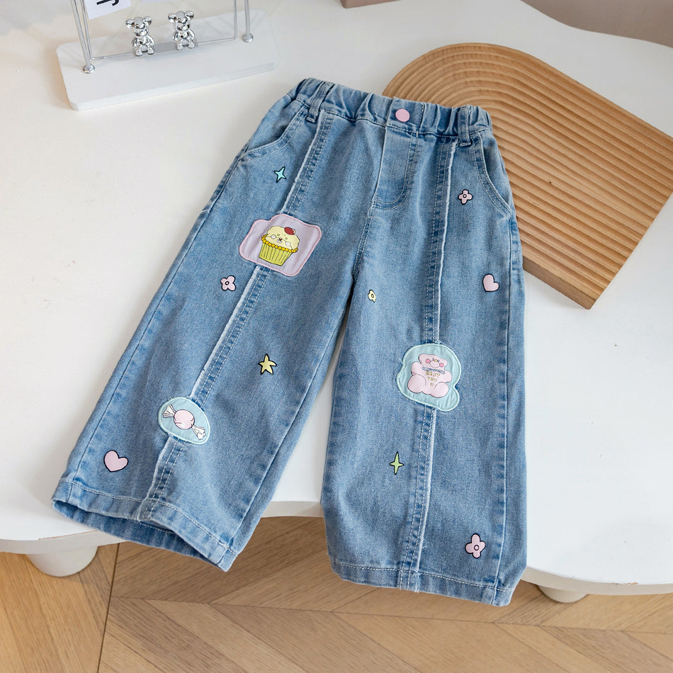 Kids Loose Straight Jeans 2024 Casual Unisex Pants