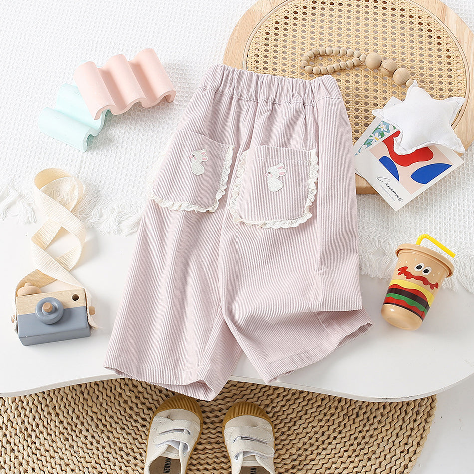 Girls Rabbit Lace Wide-Leg Casual Pants Autumn Style